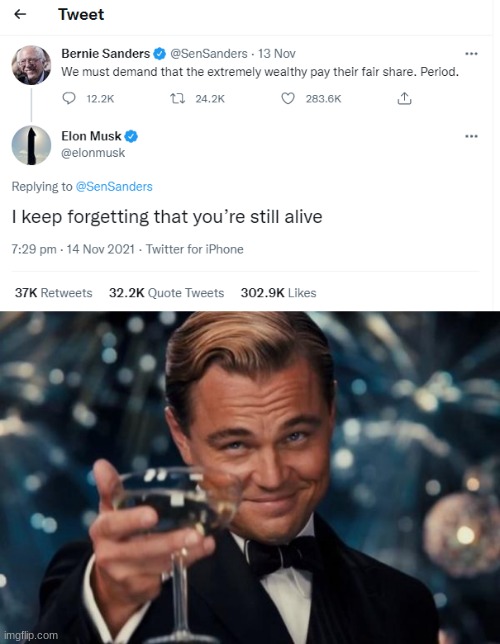 Ouch | image tagged in memes,leonardo dicaprio cheers,elon musk,twitter | made w/ Imgflip meme maker