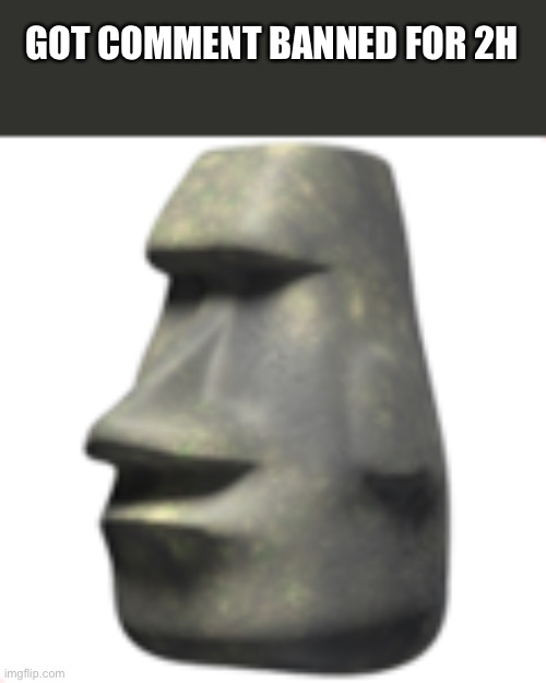 moai | GOT COMMENT BANNED FOR 2H | image tagged in moai | made w/ Imgflip meme maker