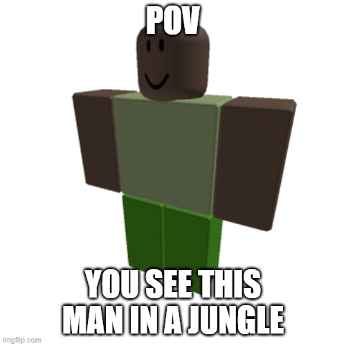 Please don't take this into a racist context | POV; YOU SEE THIS MAN IN A JUNGLE | image tagged in roblox oc | made w/ Imgflip meme maker