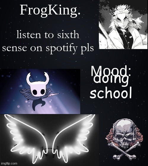 poiuytrewq | listen to sixth sense on spotify pls; doing school | image tagged in poiuytrewq | made w/ Imgflip meme maker