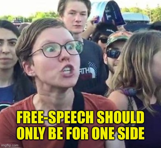 Trigger a Leftist | FREE-SPEECH SHOULD ONLY BE FOR ONE SIDE | image tagged in trigger a leftist | made w/ Imgflip meme maker
