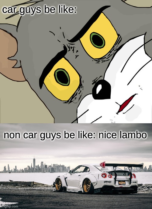 car guys be like:; non car guys be like: nice lambo | image tagged in memes,unsettled tom | made w/ Imgflip meme maker