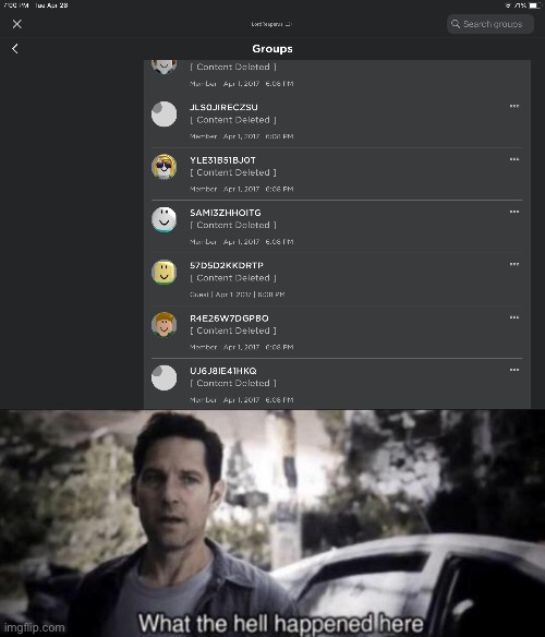 Found in the official roblox group while i was exiting old streams | image tagged in what the hell happened here | made w/ Imgflip meme maker