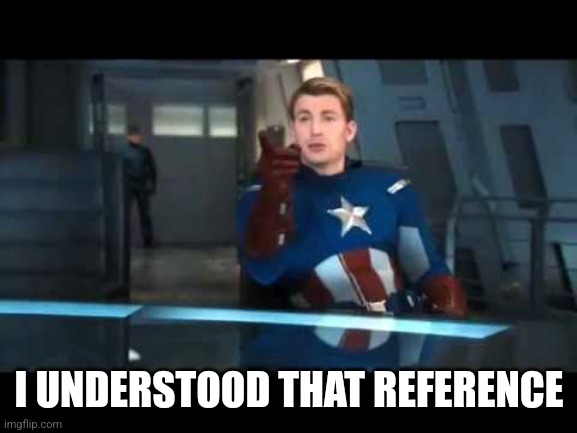 Captain America Understood that Reference | I UNDERSTOOD THAT REFERENCE | image tagged in captain america understood that reference | made w/ Imgflip meme maker