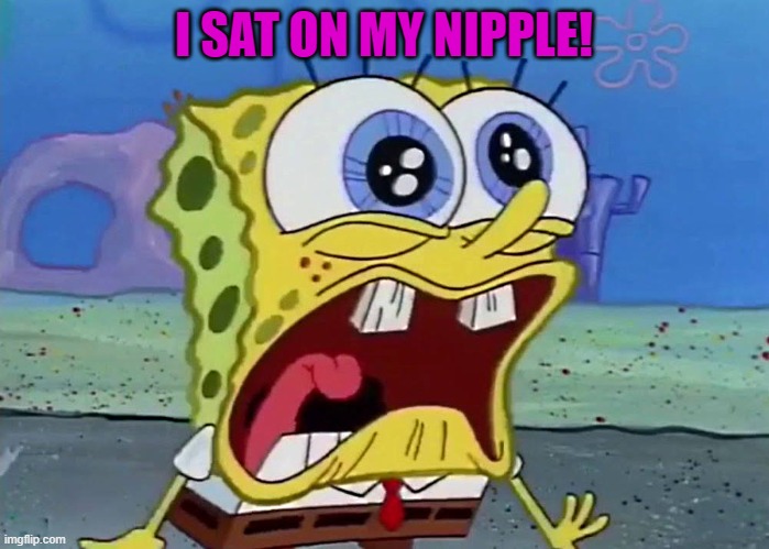 I SAT ON MY NIPPLE! | image tagged in spongebob | made w/ Imgflip meme maker