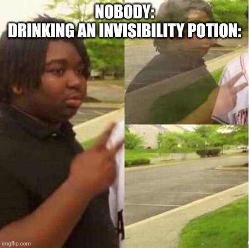 Invisibility | NOBODY:
DRINKING AN INVISIBILITY POTION: | image tagged in disappearing,minecraft,memes,funny | made w/ Imgflip meme maker
