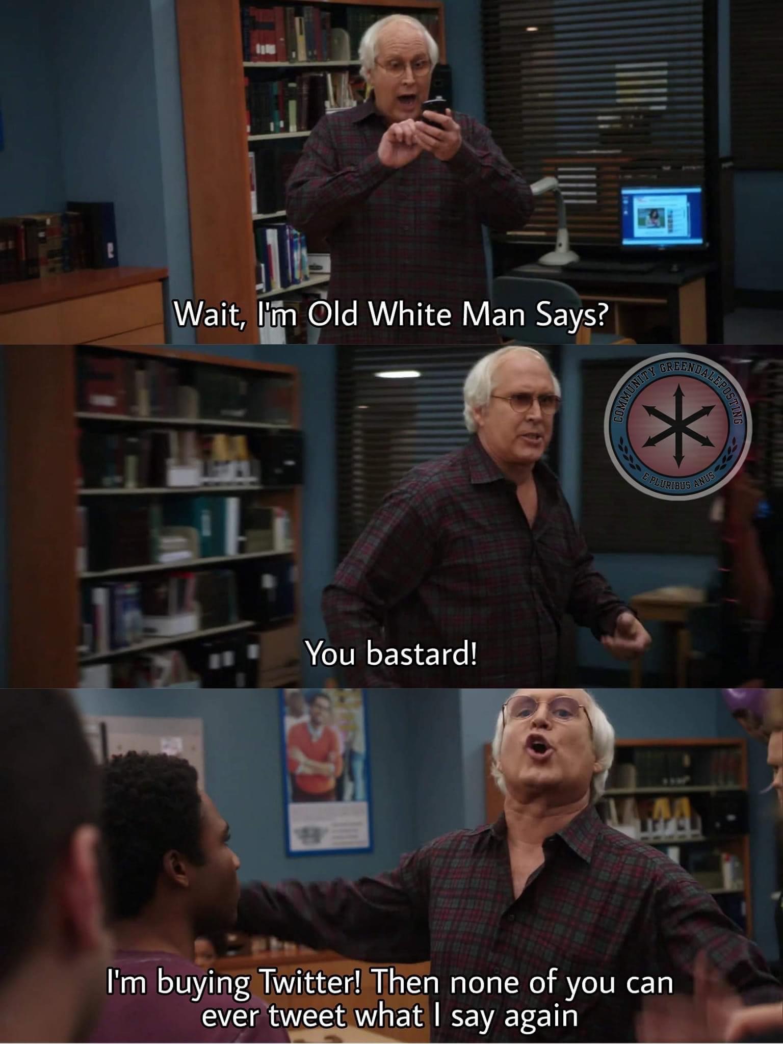 High Quality Community Pierce Old White Man Says Blank Meme Template