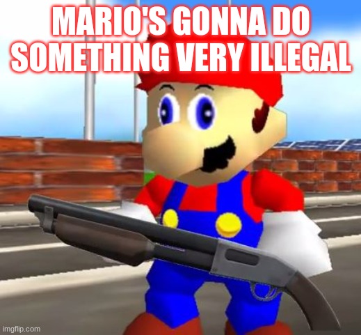 SMG4 Shotgun Mario | MARIO'S GONNA DO SOMETHING VERY ILLEGAL | image tagged in smg4 shotgun mario | made w/ Imgflip meme maker