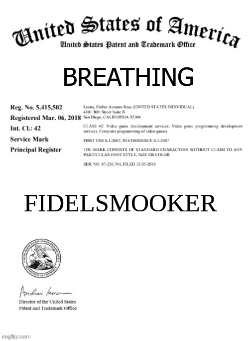 Trademark | FIDELSMOOKER BREATHING | image tagged in trademark | made w/ Imgflip meme maker