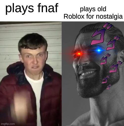 Average Fan vs Average Enjoyer | plays old Roblox for nostalgia; plays fnaf | image tagged in average fan vs average enjoyer | made w/ Imgflip meme maker