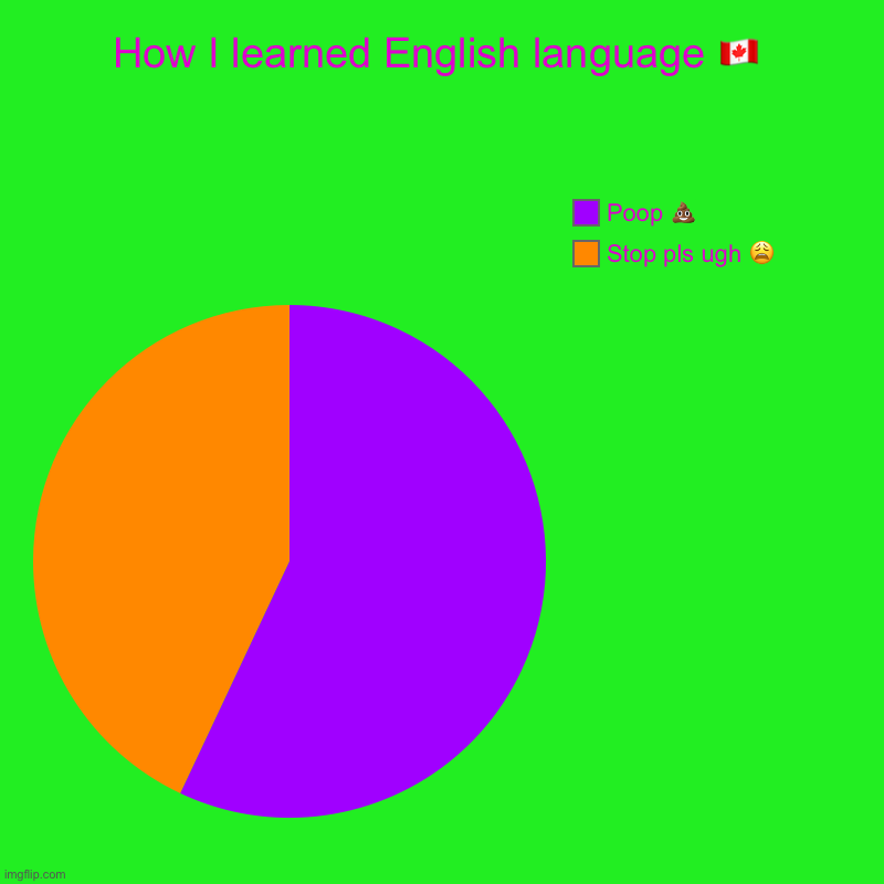 How I learned English | How I learned English language ?? | Stop pls ugh ? , Poop ? | image tagged in charts,pie charts | made w/ Imgflip chart maker