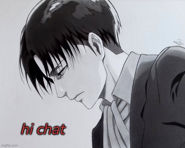levi | hi chat | image tagged in levi | made w/ Imgflip meme maker