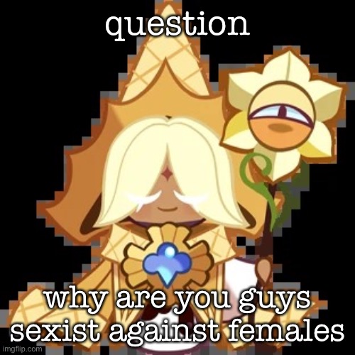 purevanilla | question; why are you guys sexist against females | image tagged in purevanilla | made w/ Imgflip meme maker