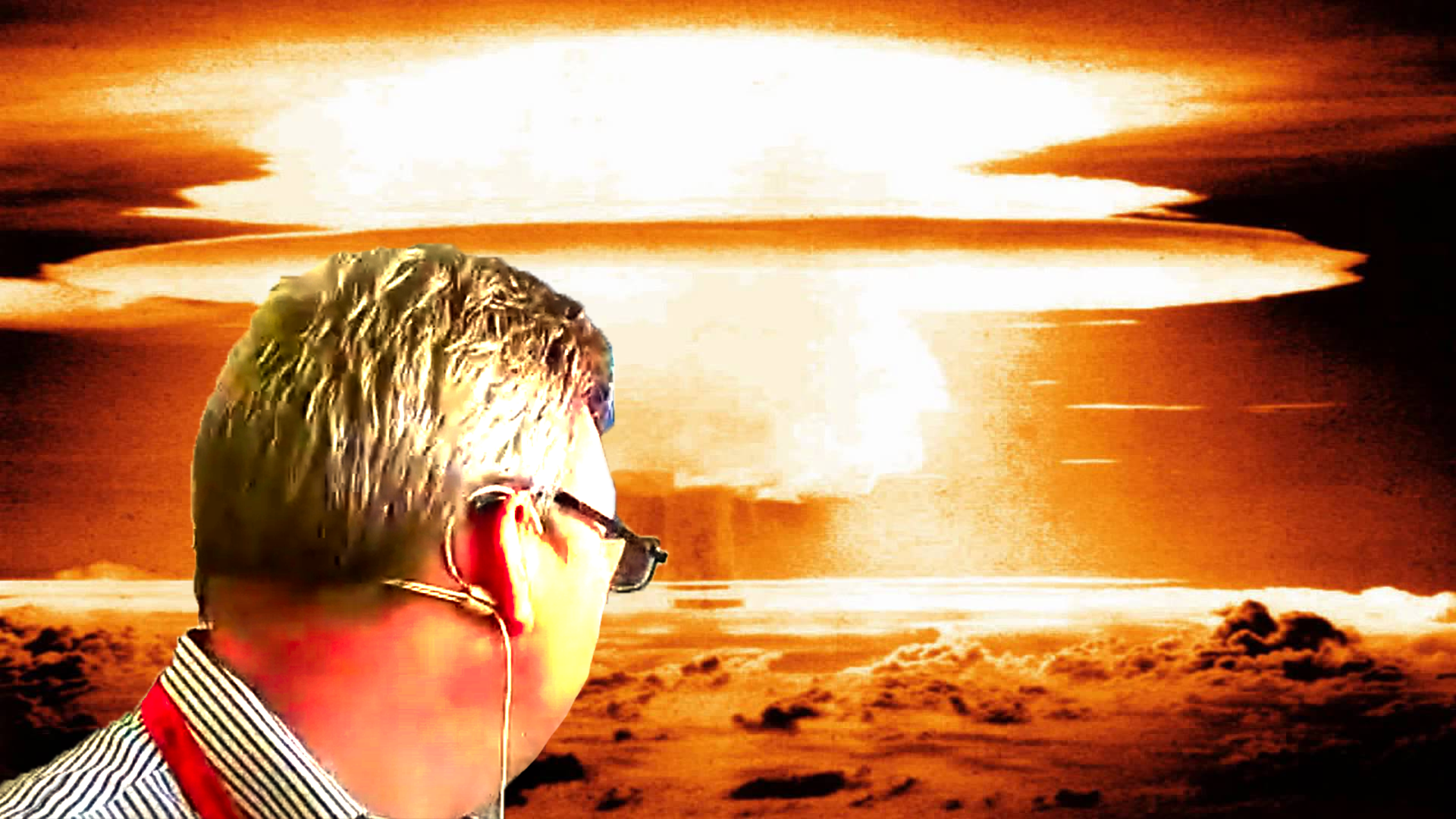 Man watching nuke go off Blank Meme Template