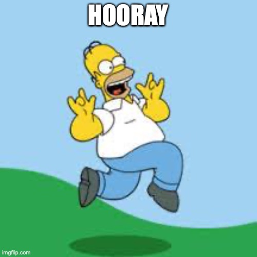 Hooray Homer | HOORAY | image tagged in hooray homer | made w/ Imgflip meme maker