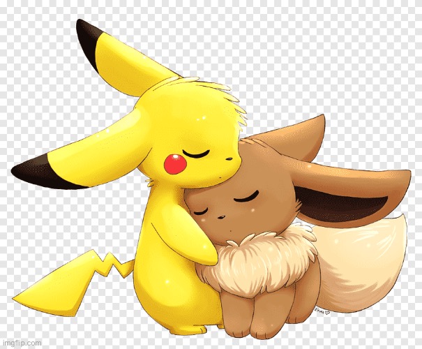 Wholesome eevee and pikachu (mod note: so cute!) | made w/ Imgflip meme maker