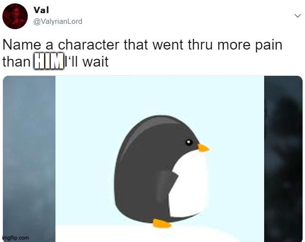 true story |  HIM | image tagged in penguin | made w/ Imgflip meme maker