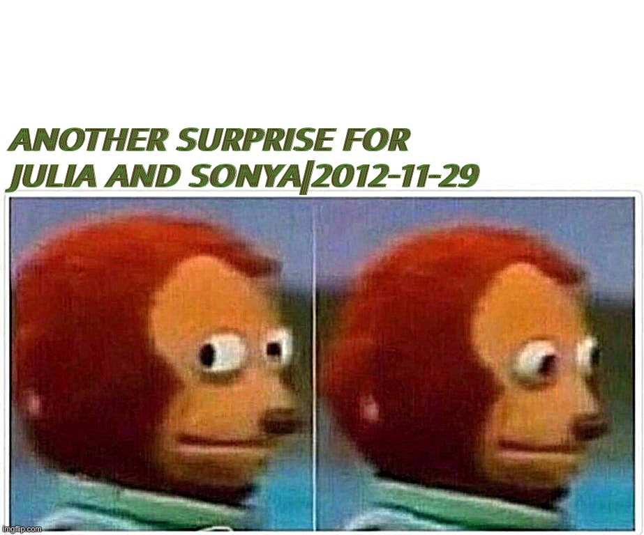 W | ANOTHER SURPRISE FOR JULIA AND SONYA|2012-11-29 | made w/ Imgflip meme maker