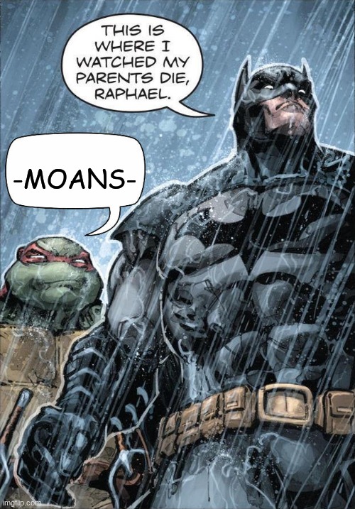 Batman and Raph | -MOANS- | image tagged in batman and raph | made w/ Imgflip meme maker