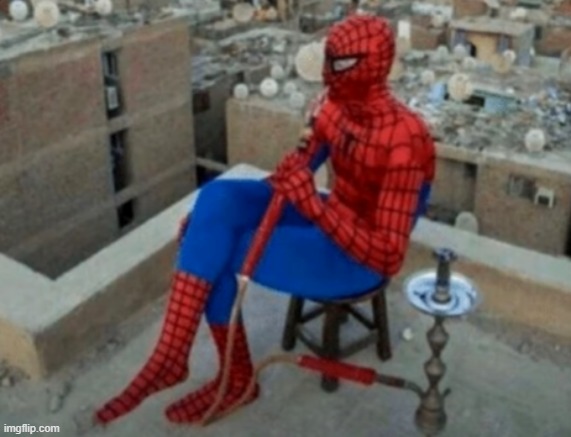 Spider man drinking water out of a hose | image tagged in spiderman,cursed image | made w/ Imgflip meme maker