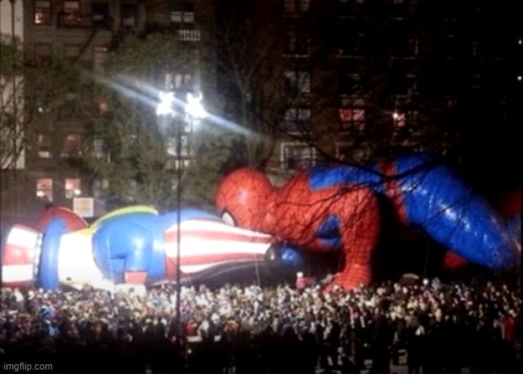 Hey Uncle Sam, your ass smells pretty good | image tagged in uncle sam,spiderman,parade,cursed image | made w/ Imgflip meme maker