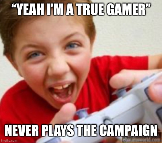 “YEAH I’M A TRUE GAMER”; NEVER PLAYS THE CAMPAIGN | made w/ Imgflip meme maker