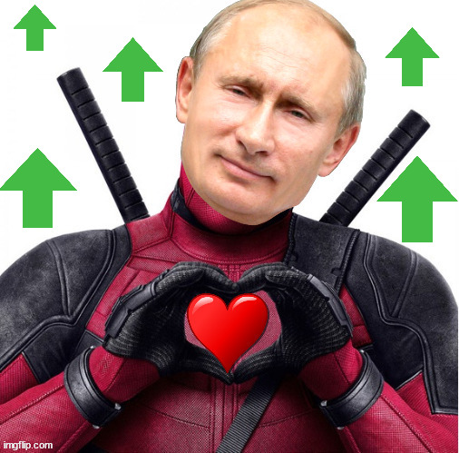 High Quality Putin Deadpool upvote Blank Meme Template