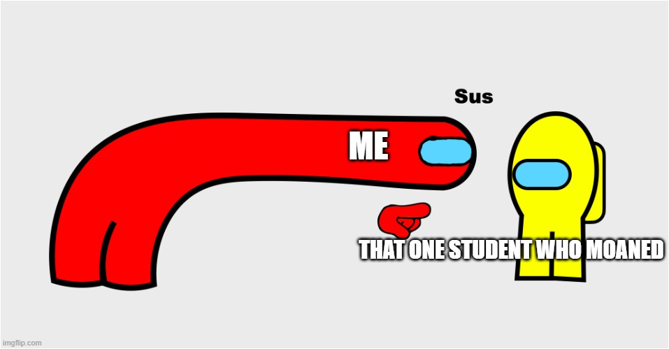 Among Us sus | ME THAT ONE STUDENT WHO MOANED | image tagged in among us sus | made w/ Imgflip meme maker