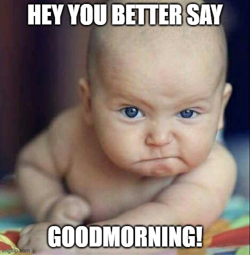 Goodmorning | HEY YOU BETTER SAY; GOODMORNING! | image tagged in funny | made w/ Imgflip meme maker