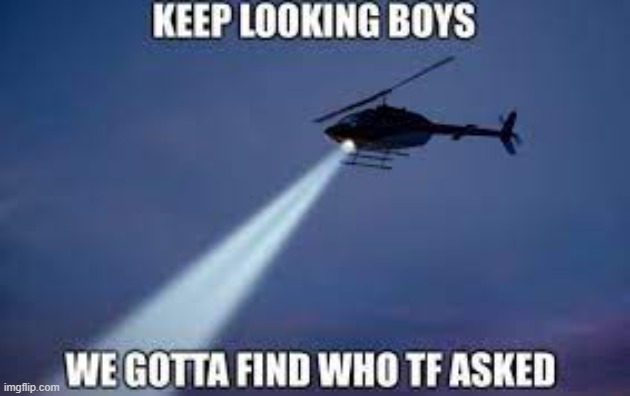 image tagged in insult,funny,helicopter,who asked | made w/ Imgflip meme maker