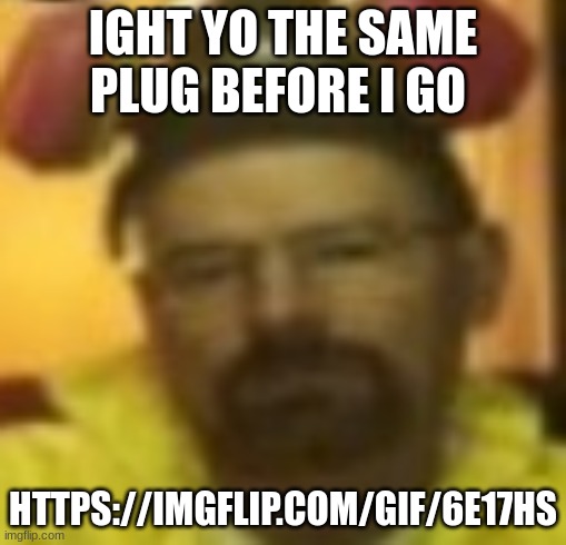 . | IGHT YO THE SAME PLUG BEFORE I GO; HTTPS://IMGFLIP.COM/GIF/6E17HS | made w/ Imgflip meme maker