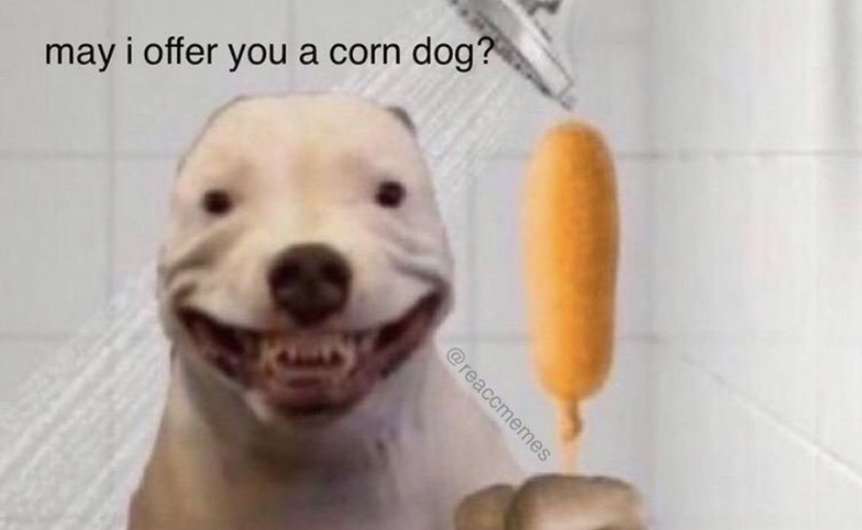 High Quality may i offer you a corn dog? Blank Meme Template
