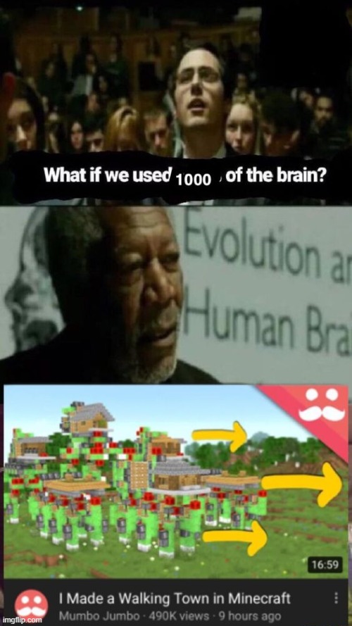 image tagged in what if we used 100 of the brain,minecraft | made w/ Imgflip meme maker