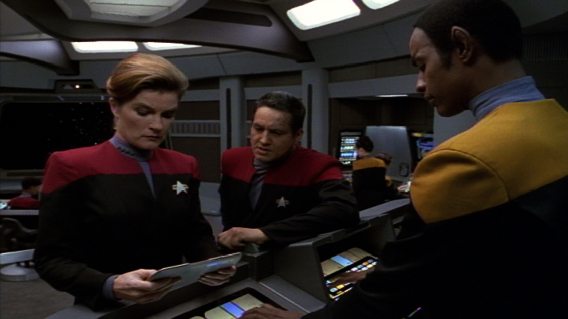 Captain Janeway, Chakotay and Tuvok Blank Meme Template