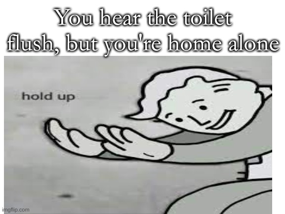Hold up, wait a minute, something ain't right!! | You hear the toilet flush, but you're home alone | image tagged in hold up,hold up wait a minute something aint right,wait hold up,fallout hold up | made w/ Imgflip meme maker