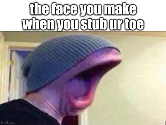 toe go brr | the face you make when you stub ur toe | image tagged in relatable,funny,fun,hellmax343 | made w/ Imgflip meme maker