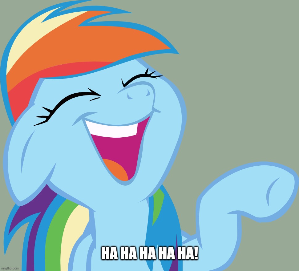 Laughable Rainbow Dash (MLP) | HA HA HA HA HA! | image tagged in laughable rainbow dash mlp | made w/ Imgflip meme maker