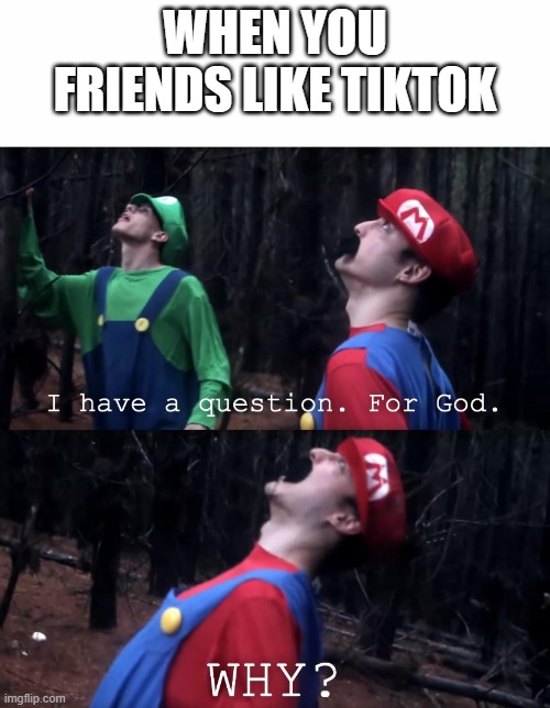 I have a question. For God | WHEN YOU FRIENDS LIKE TIKTOK | image tagged in i have a question for god | made w/ Imgflip meme maker
