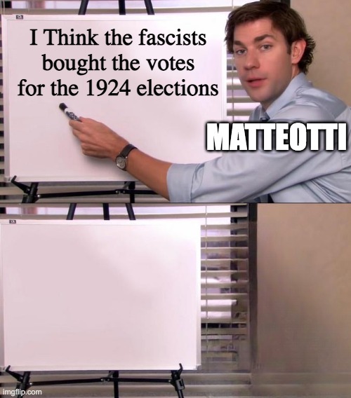 Shhhh! | I Think the fascists bought the votes for the 1924 elections; MATTEOTTI | image tagged in memes,history memes,italy | made w/ Imgflip meme maker