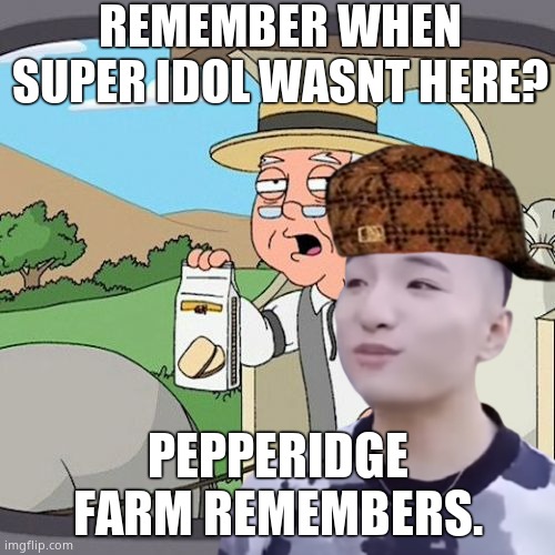 why is super idol here | REMEMBER WHEN SUPER IDOL WASNT HERE? PEPPERIDGE FARM REMEMBERS. | image tagged in pepperidge farm remembers,super idol | made w/ Imgflip meme maker
