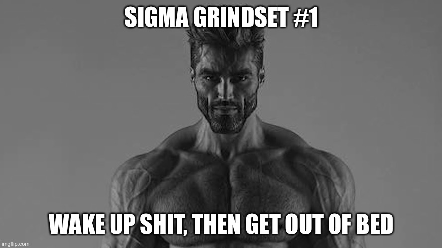 Sigma #1 |  SIGMA GRINDSET #1; WAKE UP SHIT, THEN GET OUT OF BED | image tagged in funny,edp,balls,sigma,grindset | made w/ Imgflip meme maker