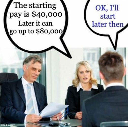 Getting a job be like | image tagged in job,funny,memes,pay,reposts | made w/ Imgflip meme maker