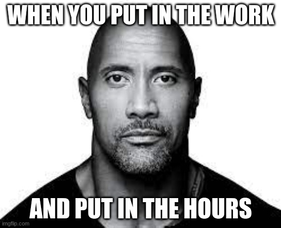 Dwayne the Depressed Johnson | WHEN YOU PUT IN THE WORK; AND PUT IN THE HOURS | image tagged in funny memes | made w/ Imgflip meme maker