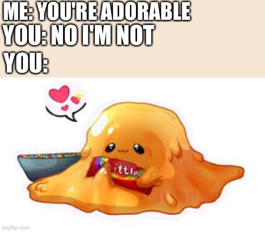 You're more than adorable | ME: YOU'RE ADORABLE; YOU: NO I'M NOT; YOU: | image tagged in scp 999,wholesome | made w/ Imgflip meme maker