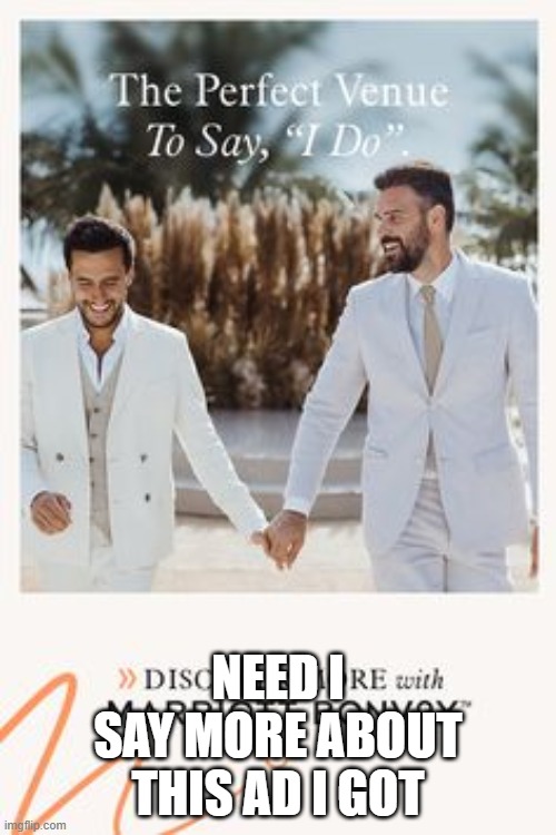 I got this ad on Pinterest | NEED I SAY MORE ABOUT THIS AD I GOT | image tagged in gay marriage | made w/ Imgflip meme maker