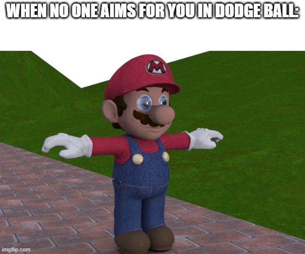 Dodge ball | WHEN NO ONE AIMS FOR YOU IN DODGE BALL: | image tagged in dodgeball,funny meme,mario,super mario | made w/ Imgflip meme maker