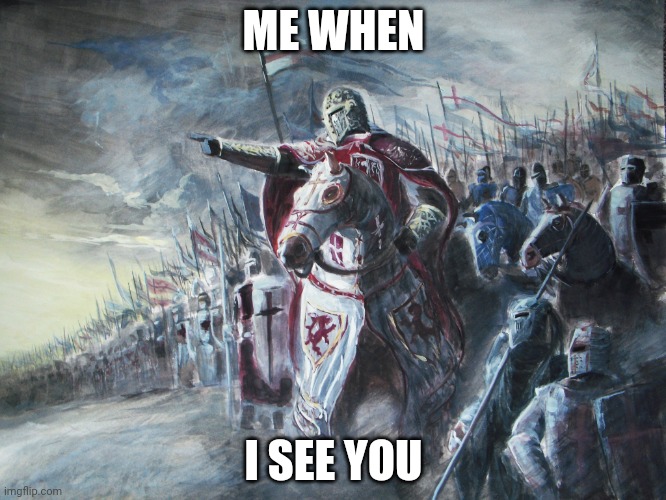 Crusader | ME WHEN; I SEE YOU | image tagged in crusader | made w/ Imgflip meme maker