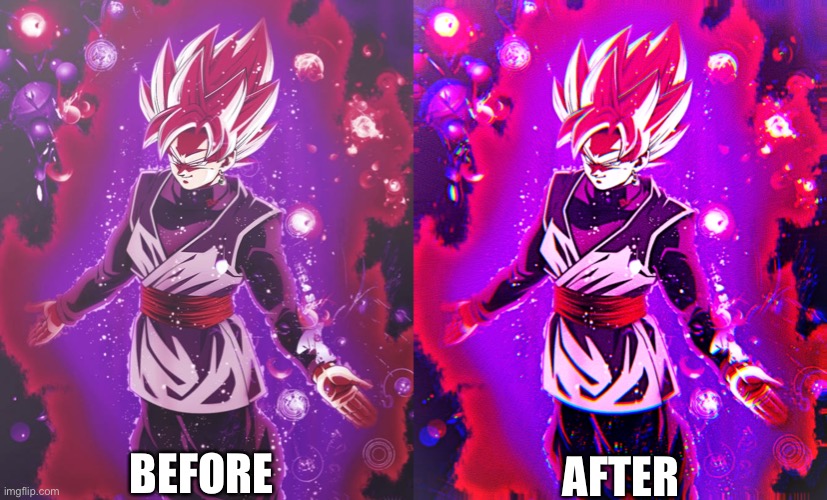 Made a little edit | BEFORE; AFTER | image tagged in goku black there is no longer _ | made w/ Imgflip meme maker