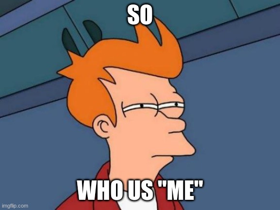 Futurama Fry Meme | SO WHO US "ME" | image tagged in memes,futurama fry | made w/ Imgflip meme maker