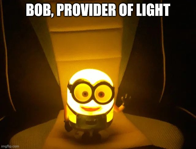 BOB, PROVIDER OF LIGHT | image tagged in minions | made w/ Imgflip meme maker